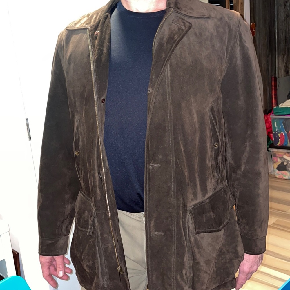 Suede leather heavy 3/4 length jacket